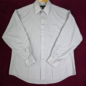 Modern Elements Mens Light Grey Long Sleeve Dress Shirt Size L 16.5 34/35 Pocket